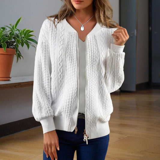 Women’s Jacquard Baseball-Collar Jacket FitiqueFit