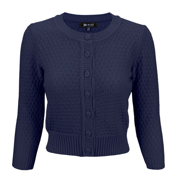 Cute Pattern Cropped Cardigan Sweater  3/4 Sleeve Shop Style & More | Fresh Looks, Everyday Deals & Free Shipping