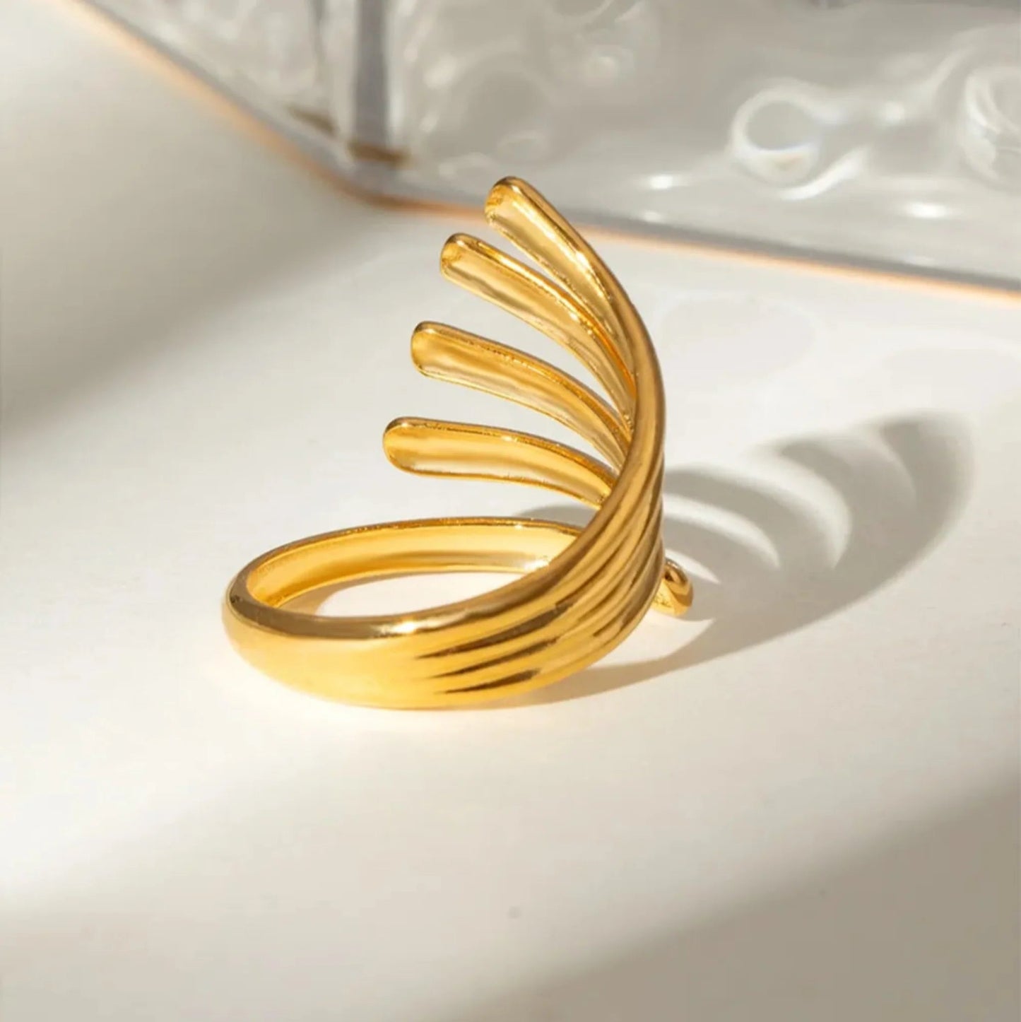 Lines of Light Ring Ivory Embers