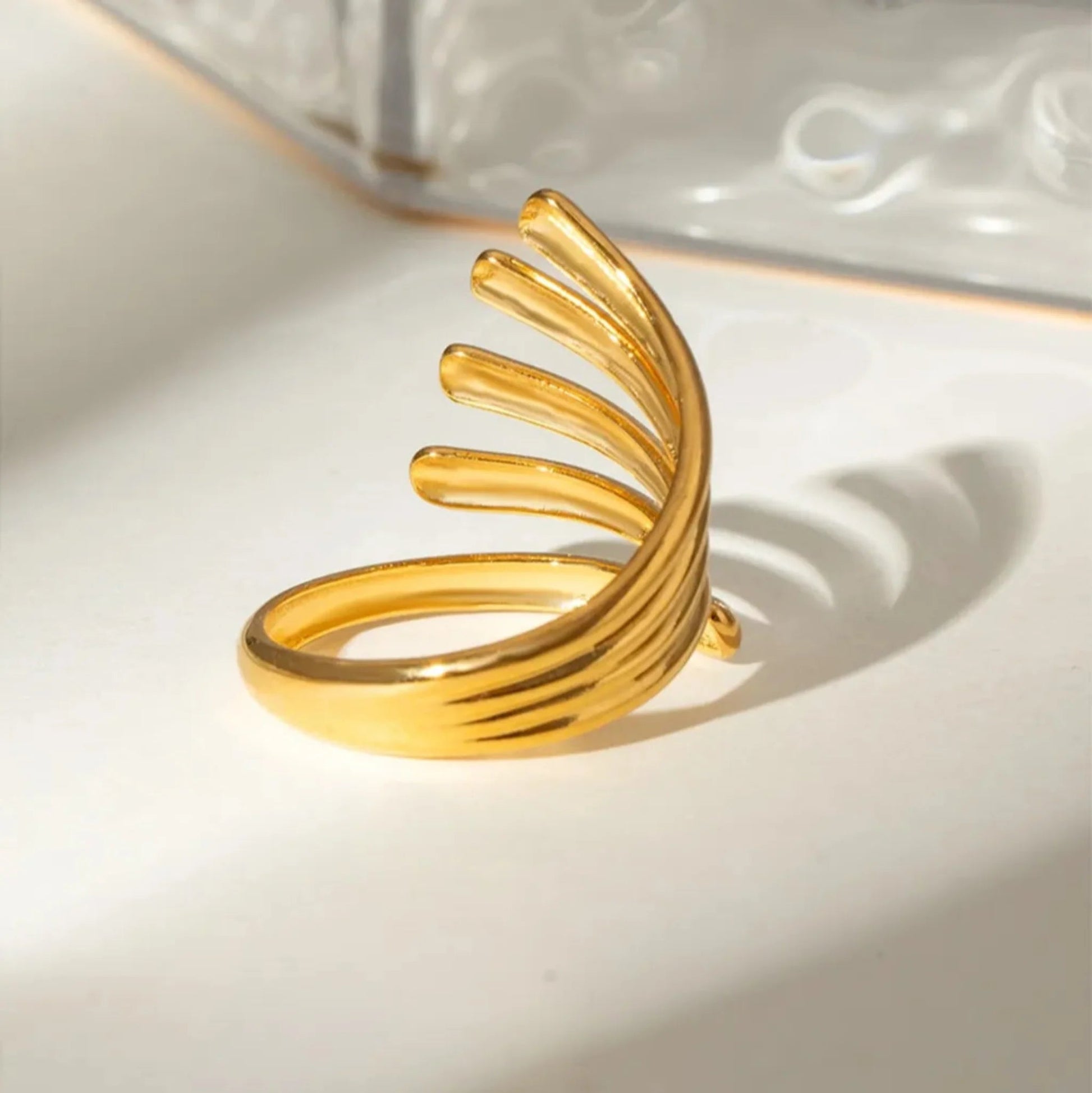 Lines of Light Ring Ivory Embers