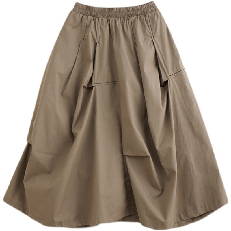 Women's Summer All Cotton Loose Western Style Mid-length Draping A- Line Skirt Grayceful LLC