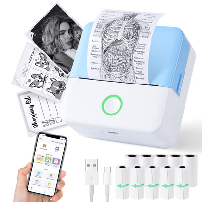 Thermal Mini Printer Portable Inkless Sticker Maker Bluetooth Printer for Phone Wireless Label Printer with Tape Free Cut Small Pocket Printer for Notes&Children DIY Compatible with iOS&Android New Era Fashion LLc
