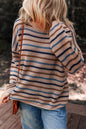 Stripe Drop Shoulder Round Neck Sweater Shop Style & More | Fresh Looks, Everyday Deals & Free Shipping