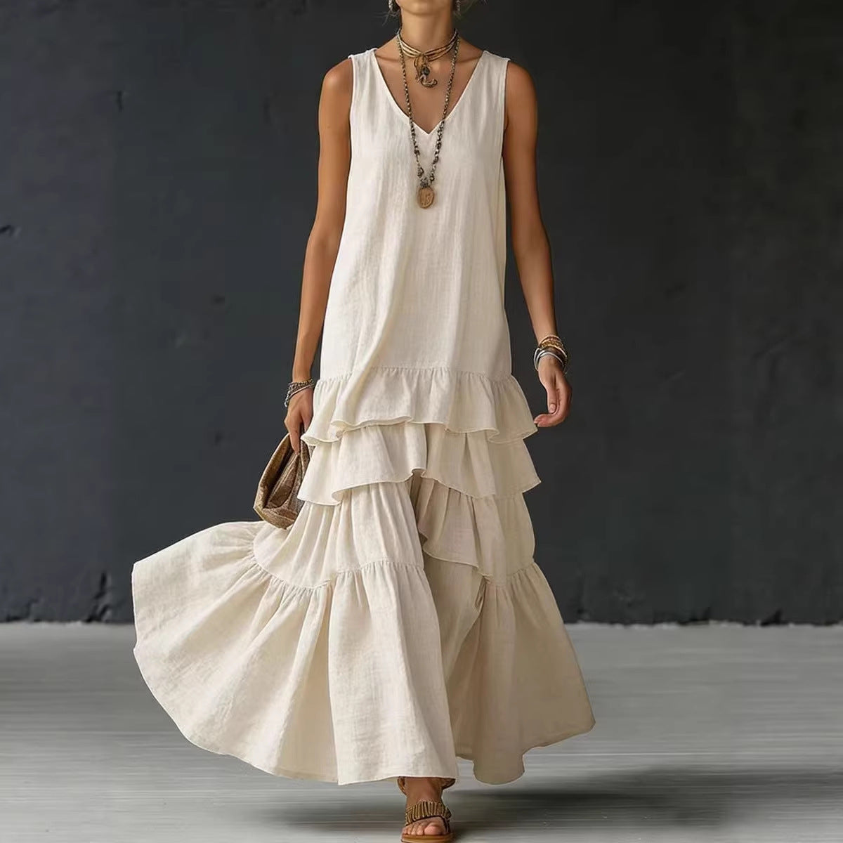 Women's Ice Silk Sleeveless Loose Maxi Dress – 6 Colors S–5XL FitiqueFit