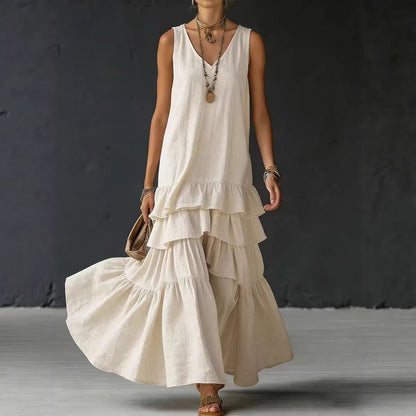Women's Ice Silk Sleeveless Loose Maxi Dress – 6 Colors S–5XL FitiqueFit