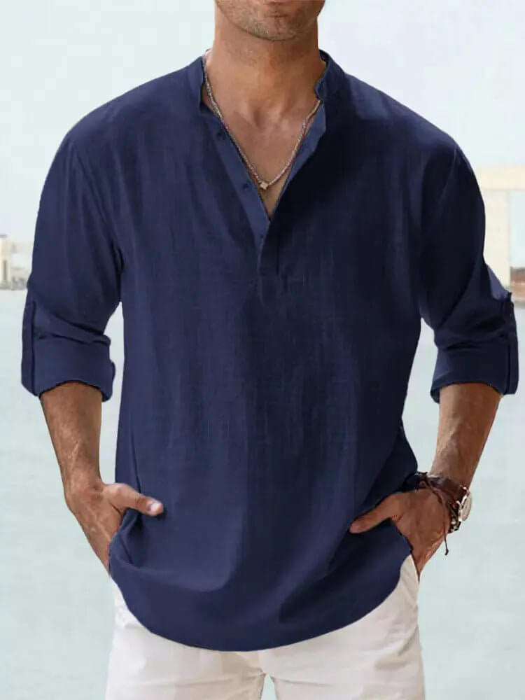 Men's Cotton Linen Long Sleeve Casual Shirt  Loose Tops SnagBag