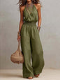 Women's Halter-Neck Backless Wide-Leg Jumpsuit – Solid Color Street Style FitiqueFit
