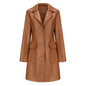 Women’s Long Leather Trench Coat – Fashion Outerwear FitiqueFit