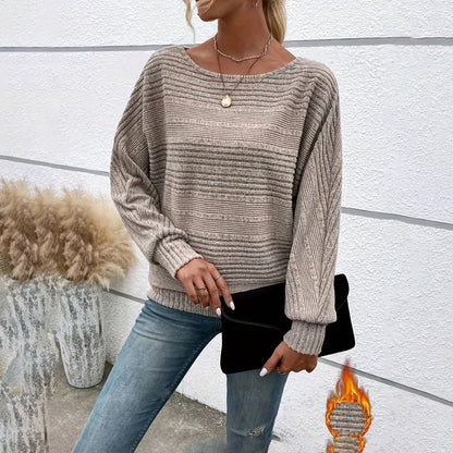 Women’s Textured Round-Neck Long-Sleeve Pullover FitiqueFit