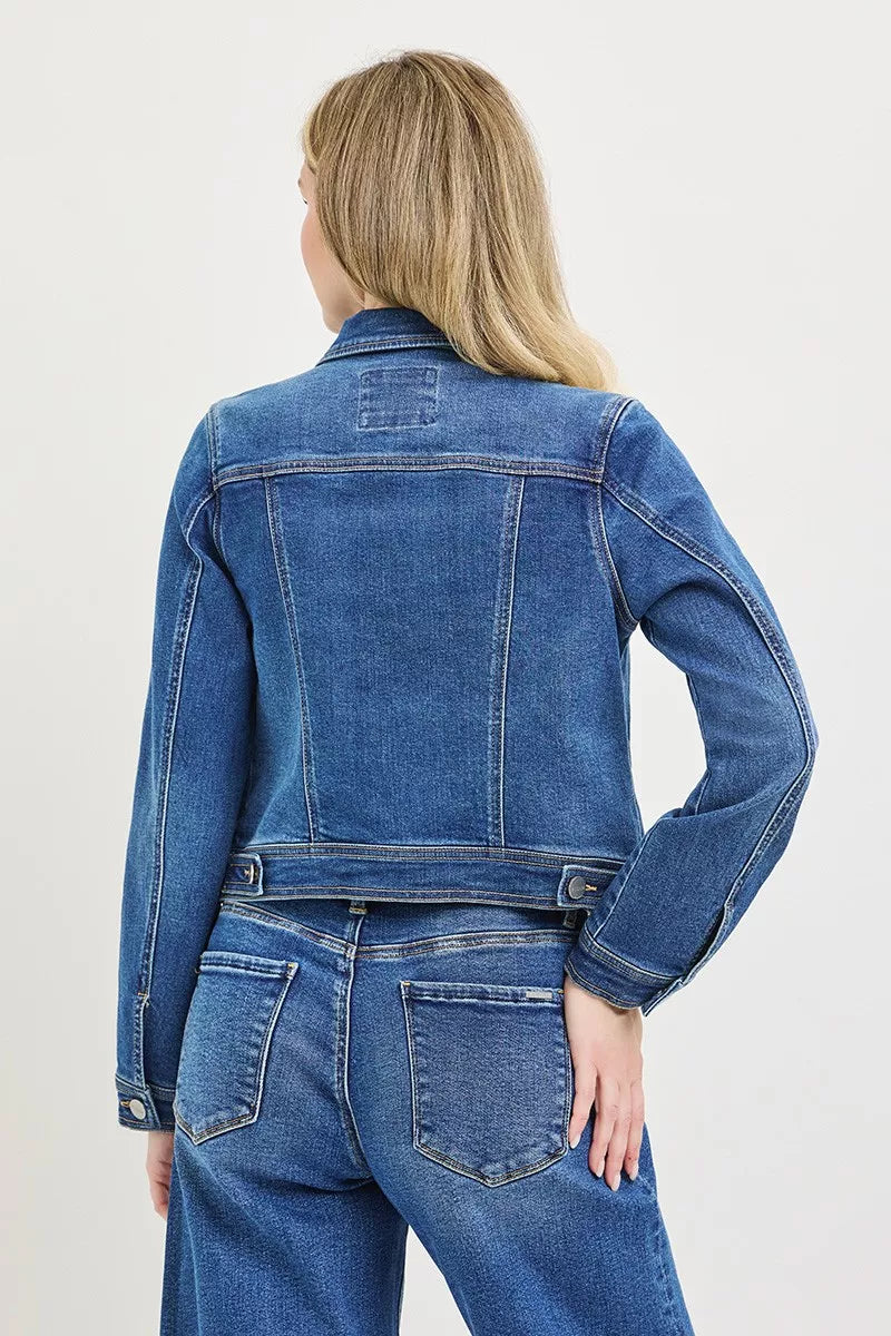 RISEN Basic Fitted Button Down Denim Jacket New Era Fashion LLc