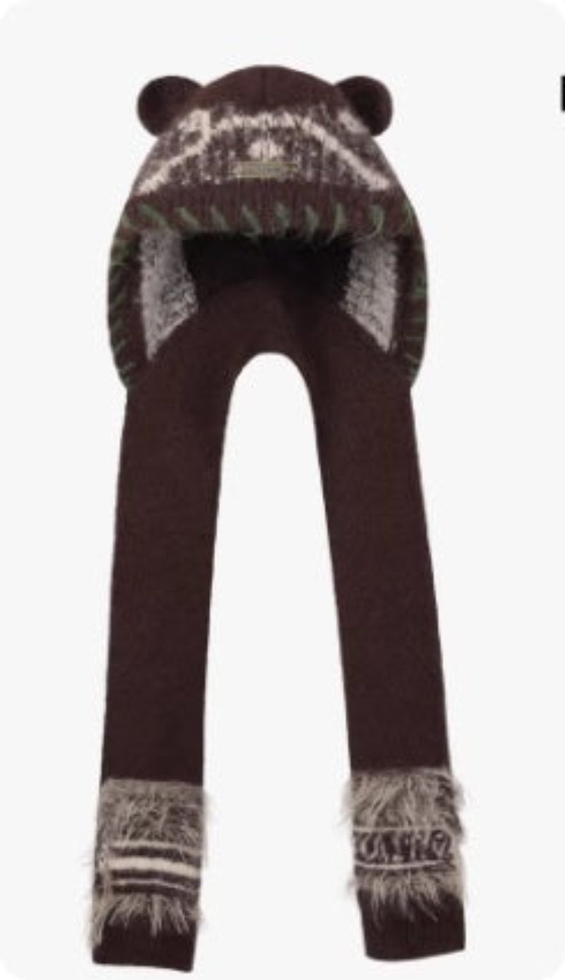 Women’s Cute Bear Ear Knitted Hat – Warm Ear-Covering Winter Beanie FitiqueFit