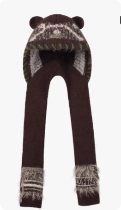 Women’s Cute Bear Ear Knitted Hat – Warm Ear-Covering Winter Beanie FitiqueFit