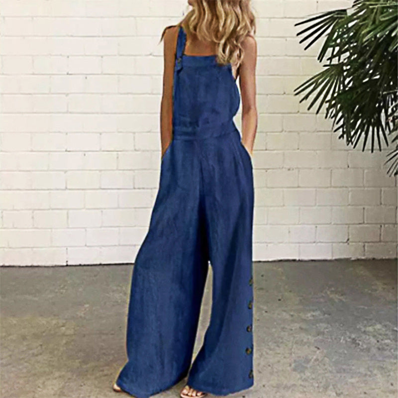 High-Waisted Sleeveless Wide-Leg Denim Jumpsuit – 8 Colors, S–2XL FitiqueFit