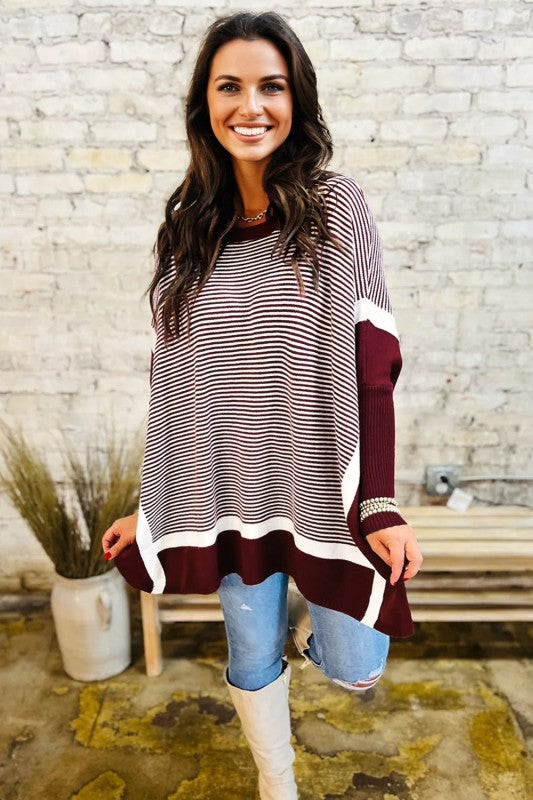 Stripe Colorblock Patchwork Dolman Sleeve Sweater Shop Style & More | Fresh Looks, Everyday Deals & Free Shipping