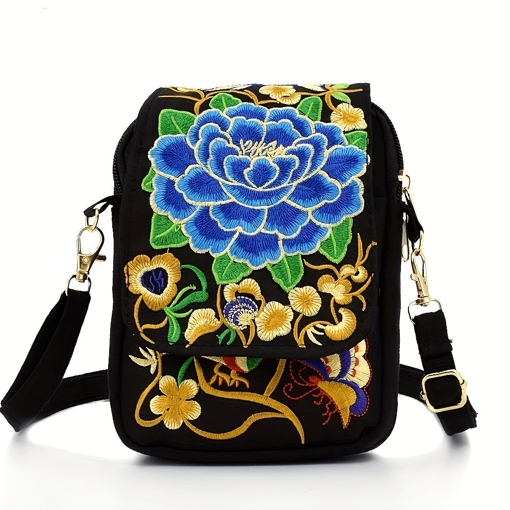 Women's Embroidered Crossbody Bag, Mini Shoulder Bag, Portable Double-Layer Wallet, Phone Pouch NovaCart