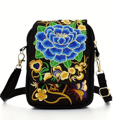 Women's Embroidered Crossbody Bag, Mini Shoulder Bag, Portable Double-Layer Wallet, Phone Pouch NovaCart