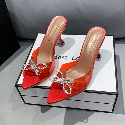 Plus Size Women's High Heels Big Bow Rhinestone Buckle Wedding Shoes Crystal Red High Heel Sandals See size chart under “more details” The Fashion Celestial