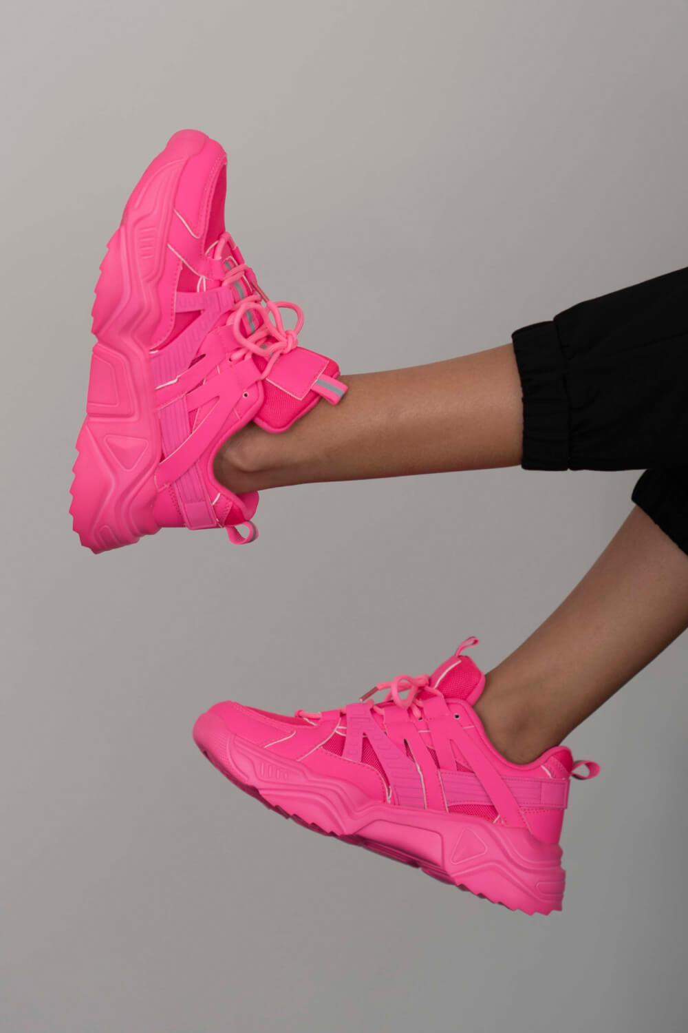 Berness Running Late Chunky Sole Athletic Sneakers in Hot Pink New Era Fashion LLc