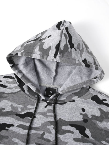 Men's Camouflage Loose Pullover Hooded Fleece Sweatshirt for Autumn And Winter, Hooded, Fleece NovaCart
