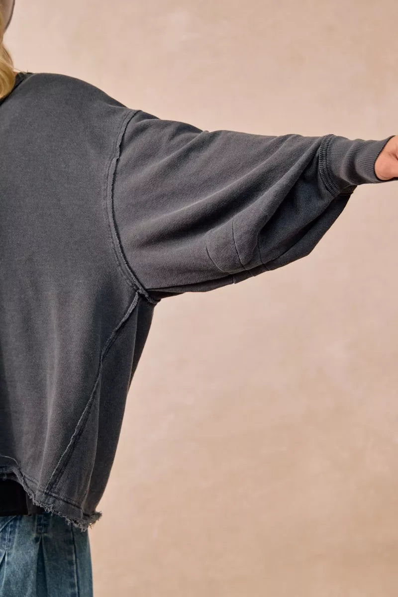 BiBi Mineral Washed French Terry Oversized Sweatshirt FitiqueFit