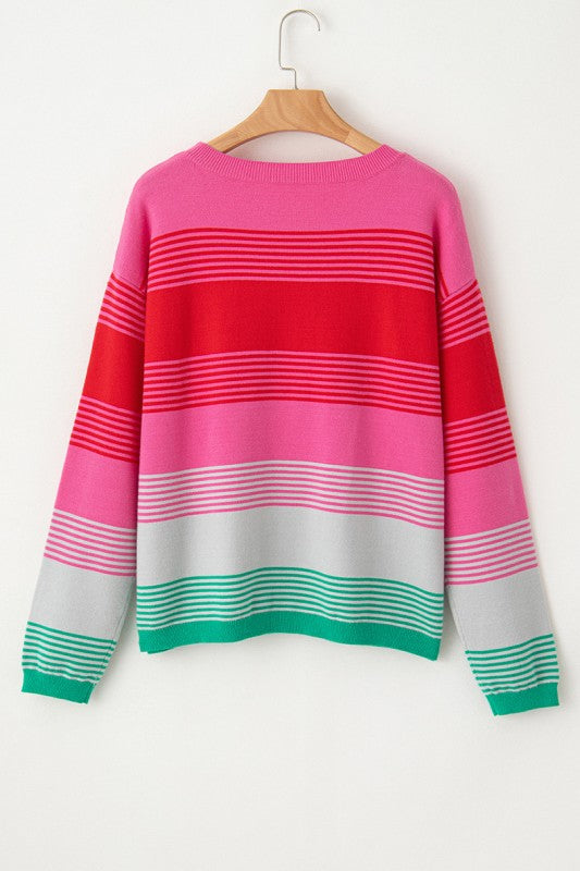 Striped Knit Patch Pocket Drop Shoulder Sweater Shop Style & More | Fresh Looks, Everyday Deals & Free Shipping