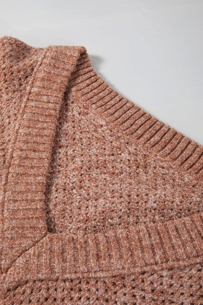 Solid Eyelet V-Neck Drop Shoulder Sweater Shop Style & More | Fresh Looks, Everyday Deals & Free Shipping