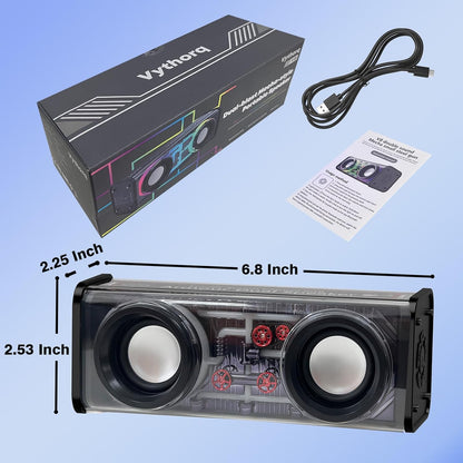 Portable Bluetooth Speaker With LED Lights&Transparent Casing, Bluetooth 5.3 Wireless Outdoor Speakers Support TWS PairingTF Card, 10W Stereo Sound, Electronics For Home, Outdoors, Travel Black New Era Fashion LLc