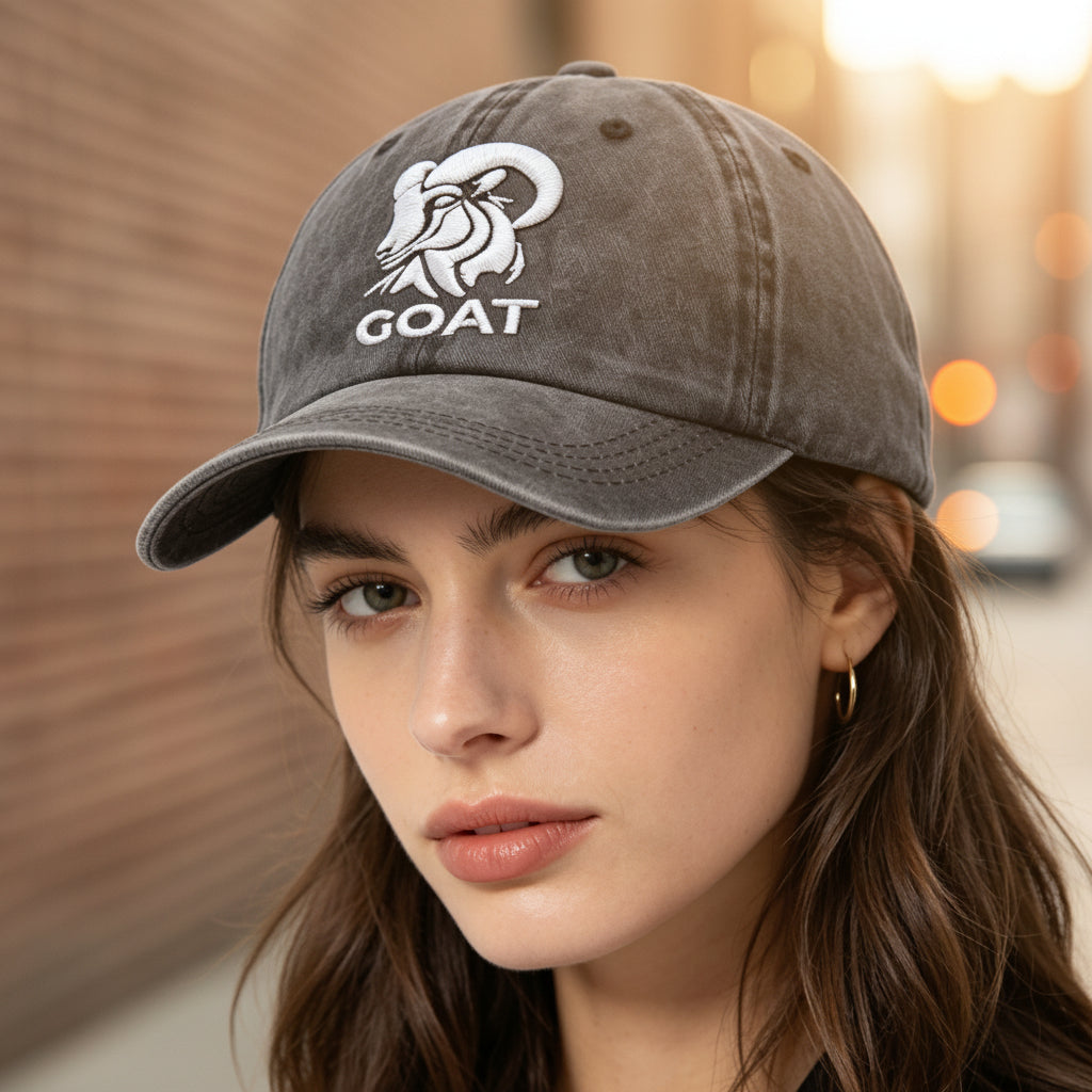 GOAT Ram Embroidered Vintage Washed Baseball Cap – Adjustable Unstructured Low Profile Hat FitiqueFit