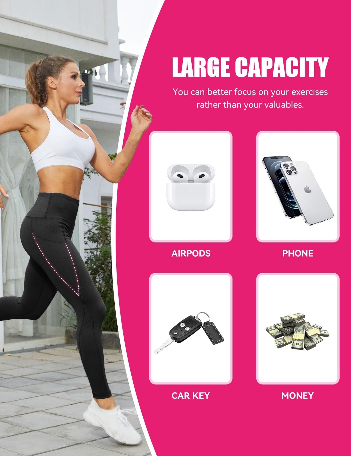 Cropped High-Rise Yoga Pants – Diagonal Pockets & Variegated Print FitiqueFit
