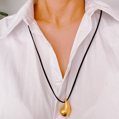 Black Leather Teardrop Necklace Shop Style & More | Fresh Looks, Everyday Deals & Free Shipping