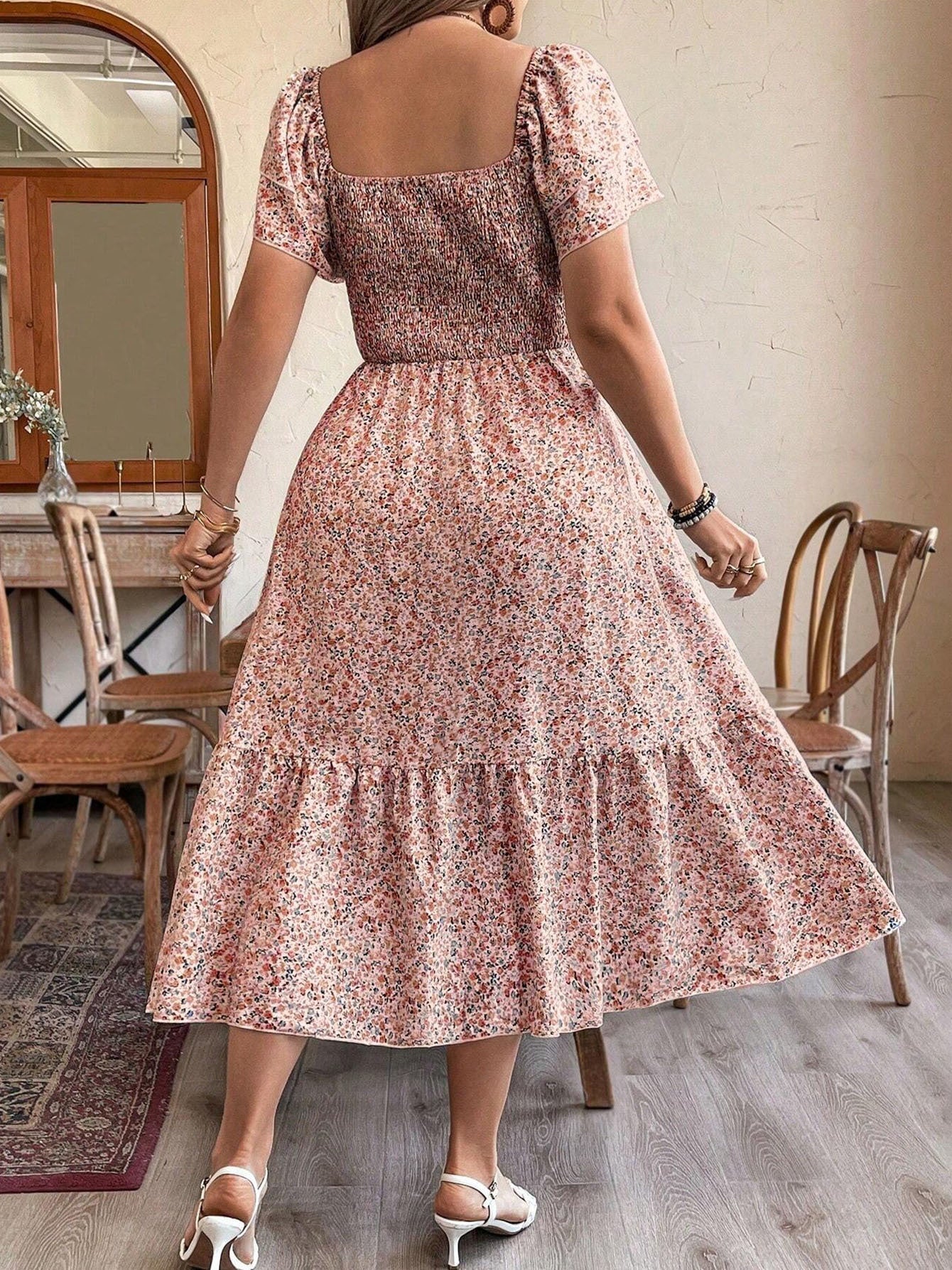 Plus Size Backless Midi Dress – Elegant Pleated Summer Party Dress FitiqueFit