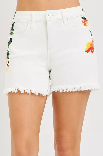 RISEN Tummy Control High Rise Flower Printed Shorts New Era Fashion LLc