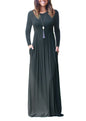 Women's Casual Long Sleeve Elastic Waist Dress