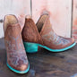 Embroidered Ankle Boots with Thick High Heels (Large Size)
