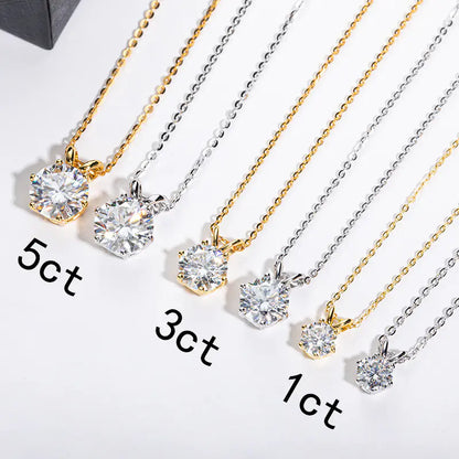 Moissanite Light Dot Necklace - 1/3/5 Carat (Single)