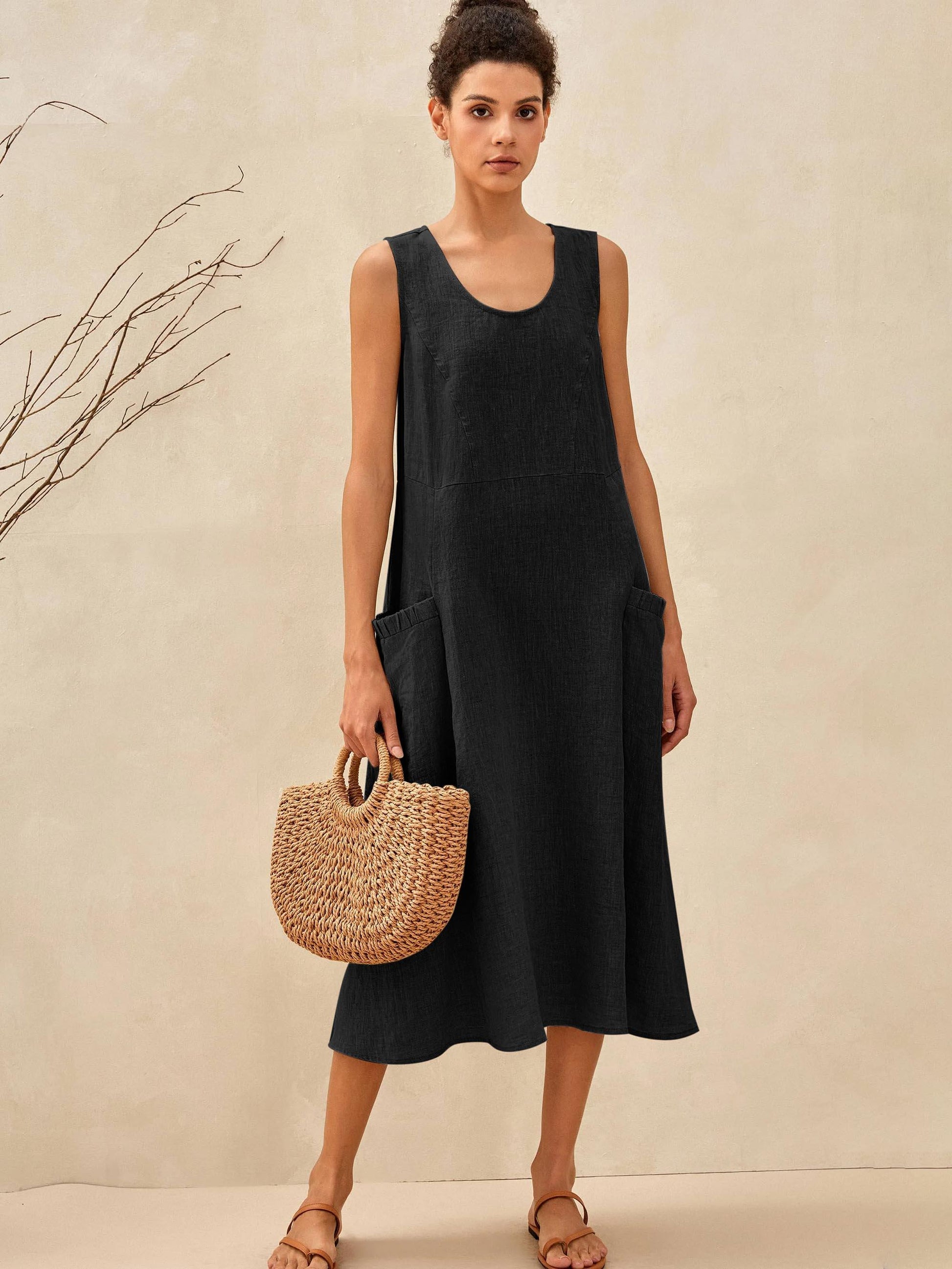 100% Linen Swing Beach Tank Dress GIANA LINTICO