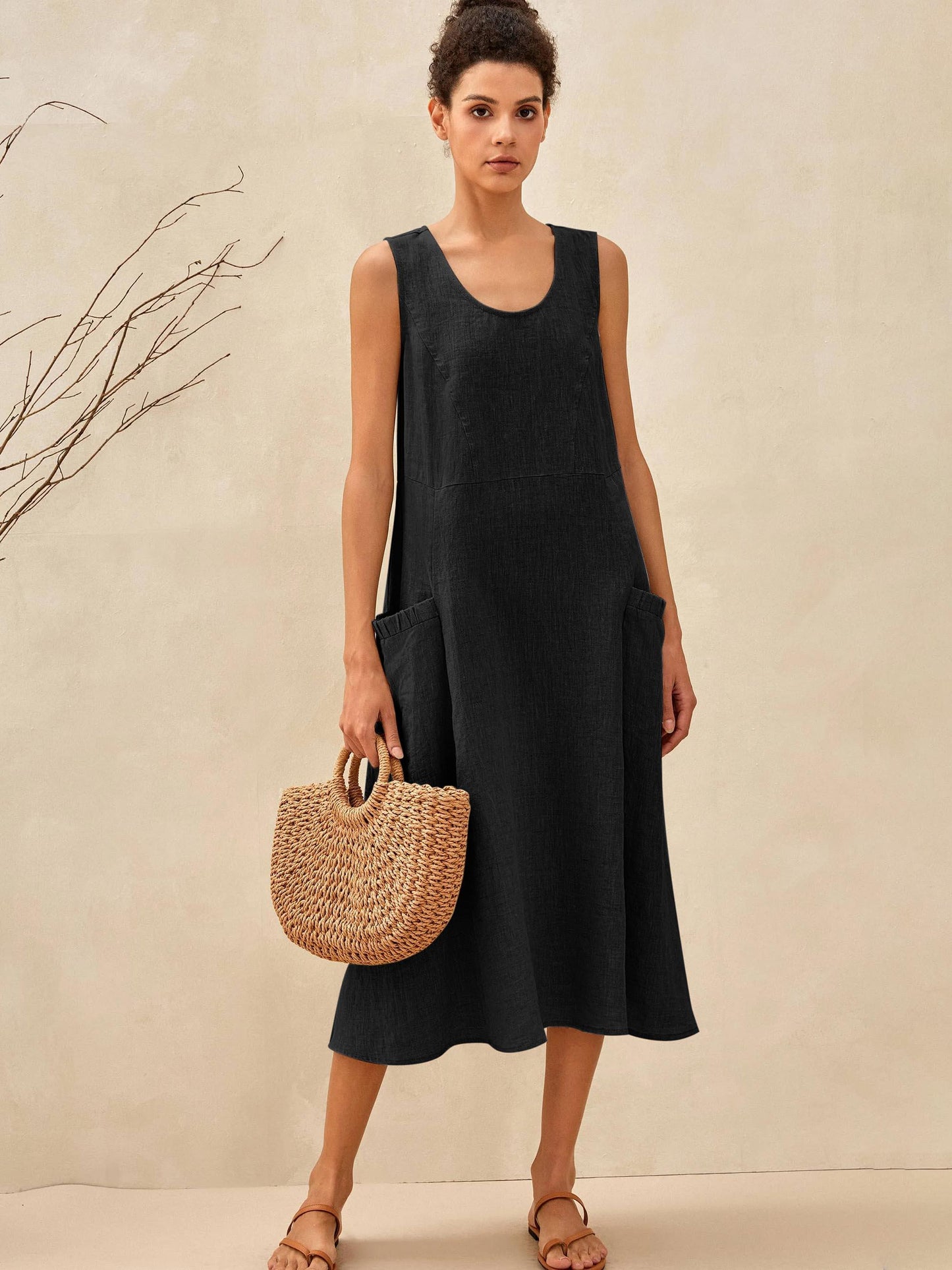 100% Linen Swing Beach Tank Dress GIANA LINTICO
