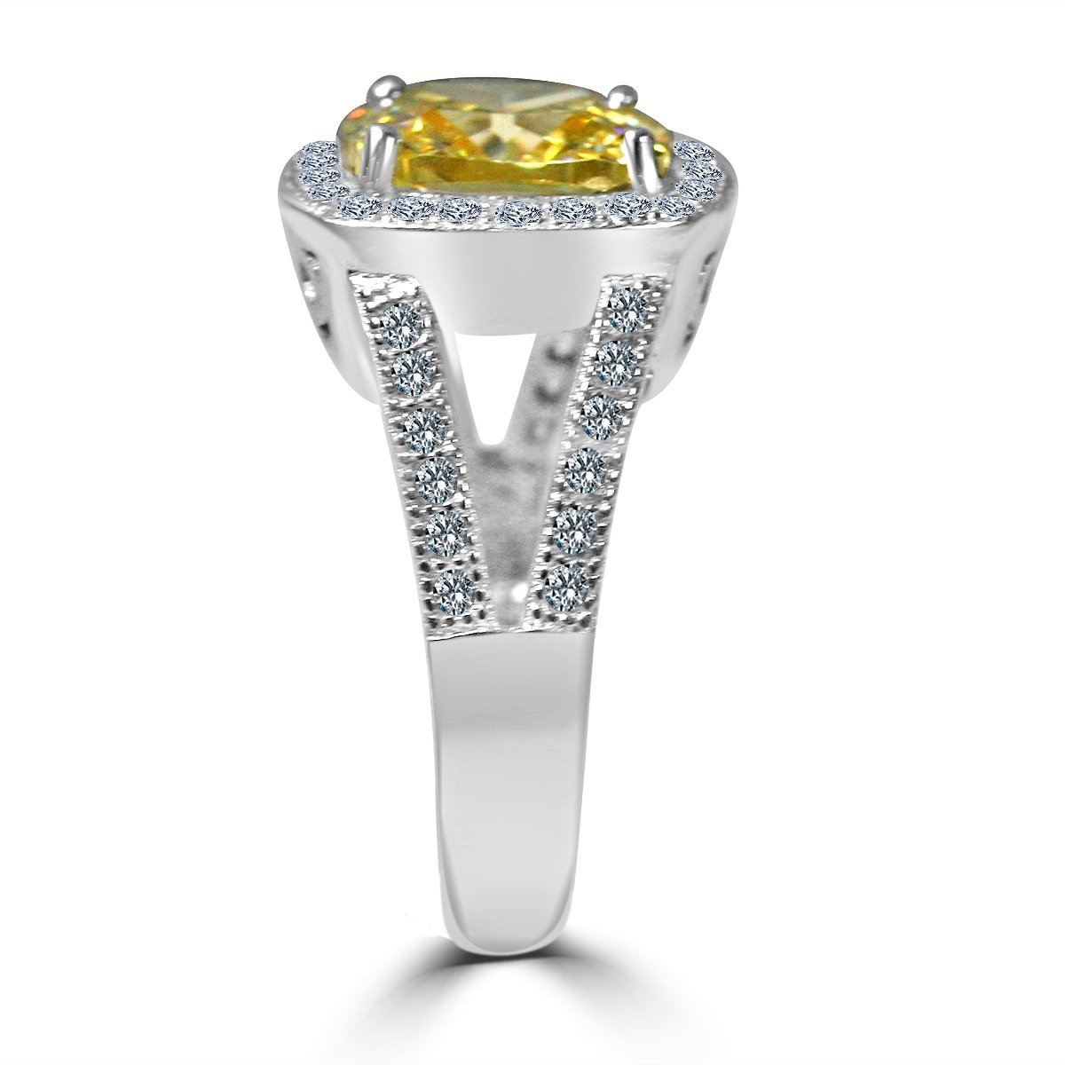 3.5CT Square Cushion Diamond Veneer Cubic Zirconia 14K Gold Ring. 635R0246K