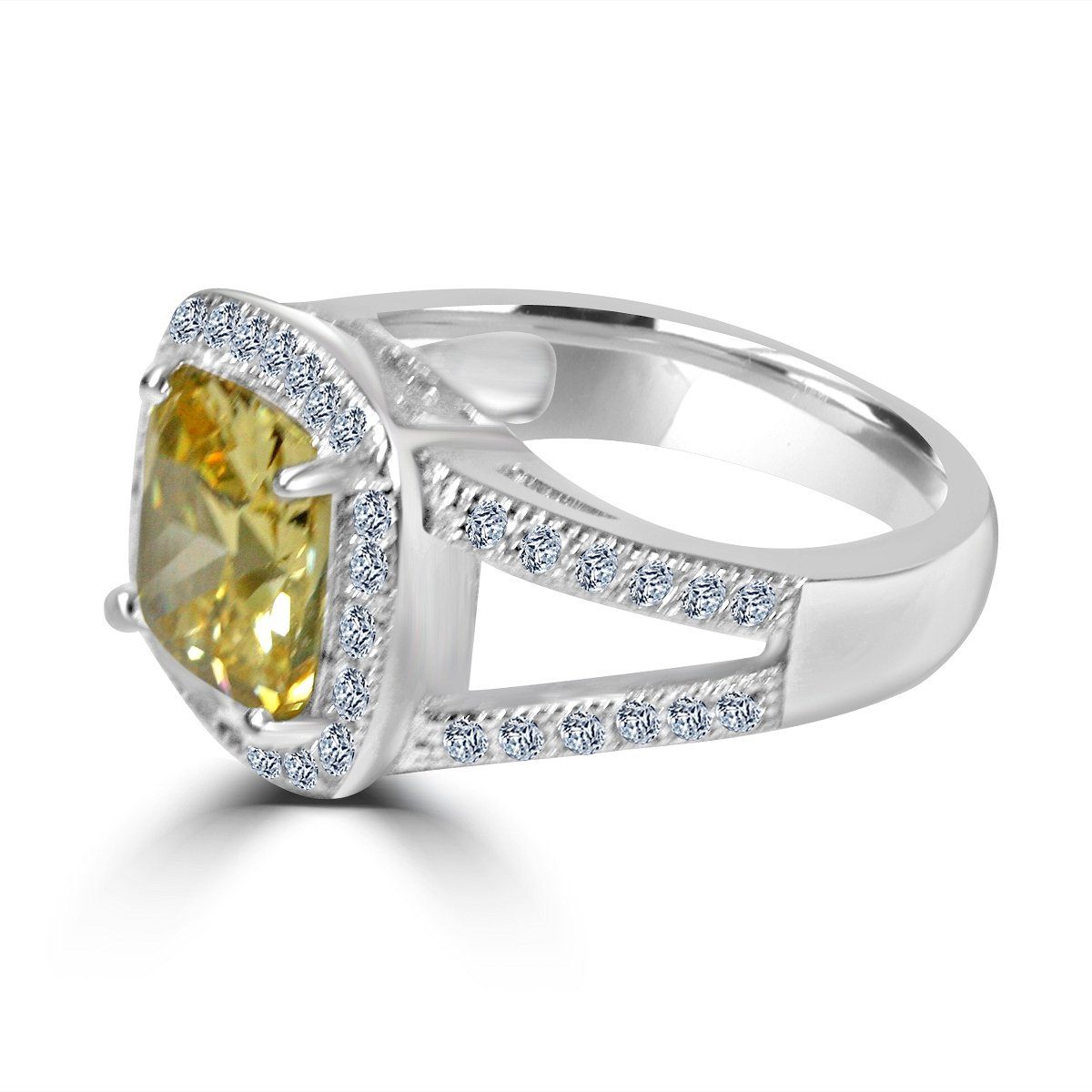 3.5CT Square Cushion Diamond Veneer Cubic Zirconia 14K Gold Ring. 635R0246K