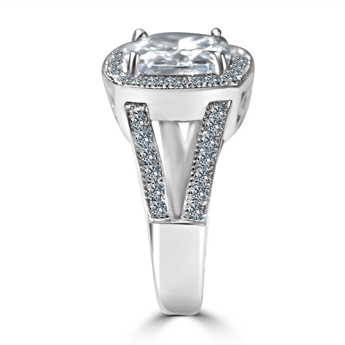 3.5CT Square Cushion Diamond Veneer Cubic Zirconia 14K Gold Ring. 635R0246K