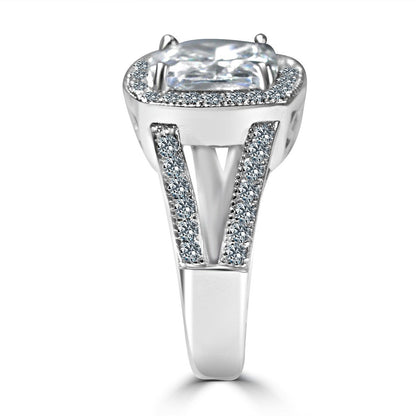 3.5CT Square Cushion Diamond Veneer Cubic Zirconia 14K Gold Ring. 635R0246K