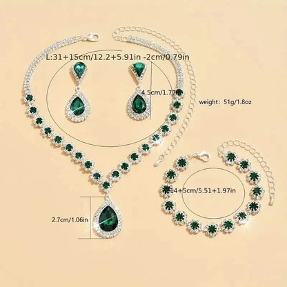 3-Piece Set: Elegant Bridal Jewelry Set - Rhinestone-Encrusted Earrings, Necklace & Bracelet Combo DailySale