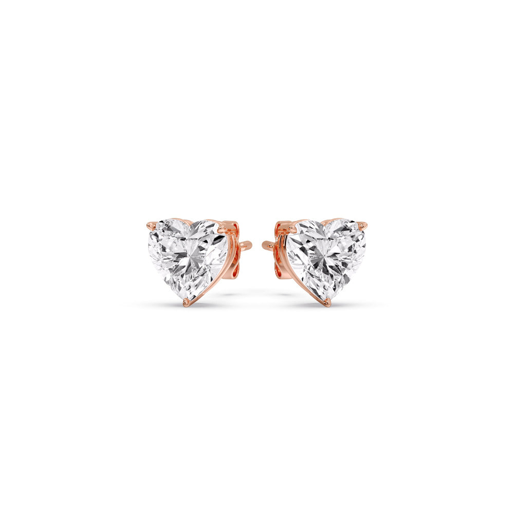 Heart Shaped 3 Prong Basket Stud Earring Fascinating Diamonds