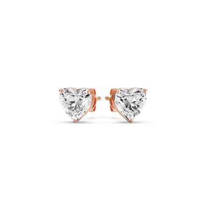 Heart Shaped 3 Prong Basket Stud Earring Fascinating Diamonds