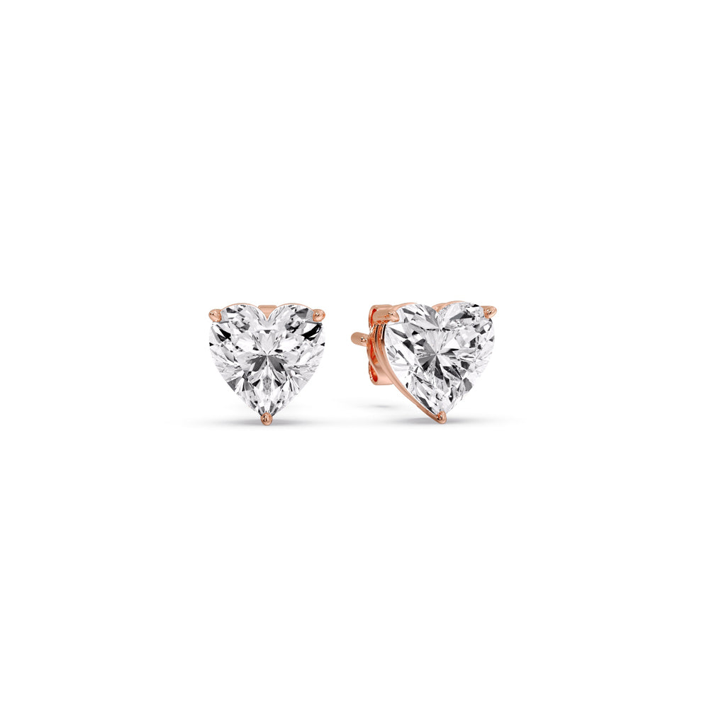 Heart Shaped 3 Prong Basket Stud Earring Fascinating Diamonds