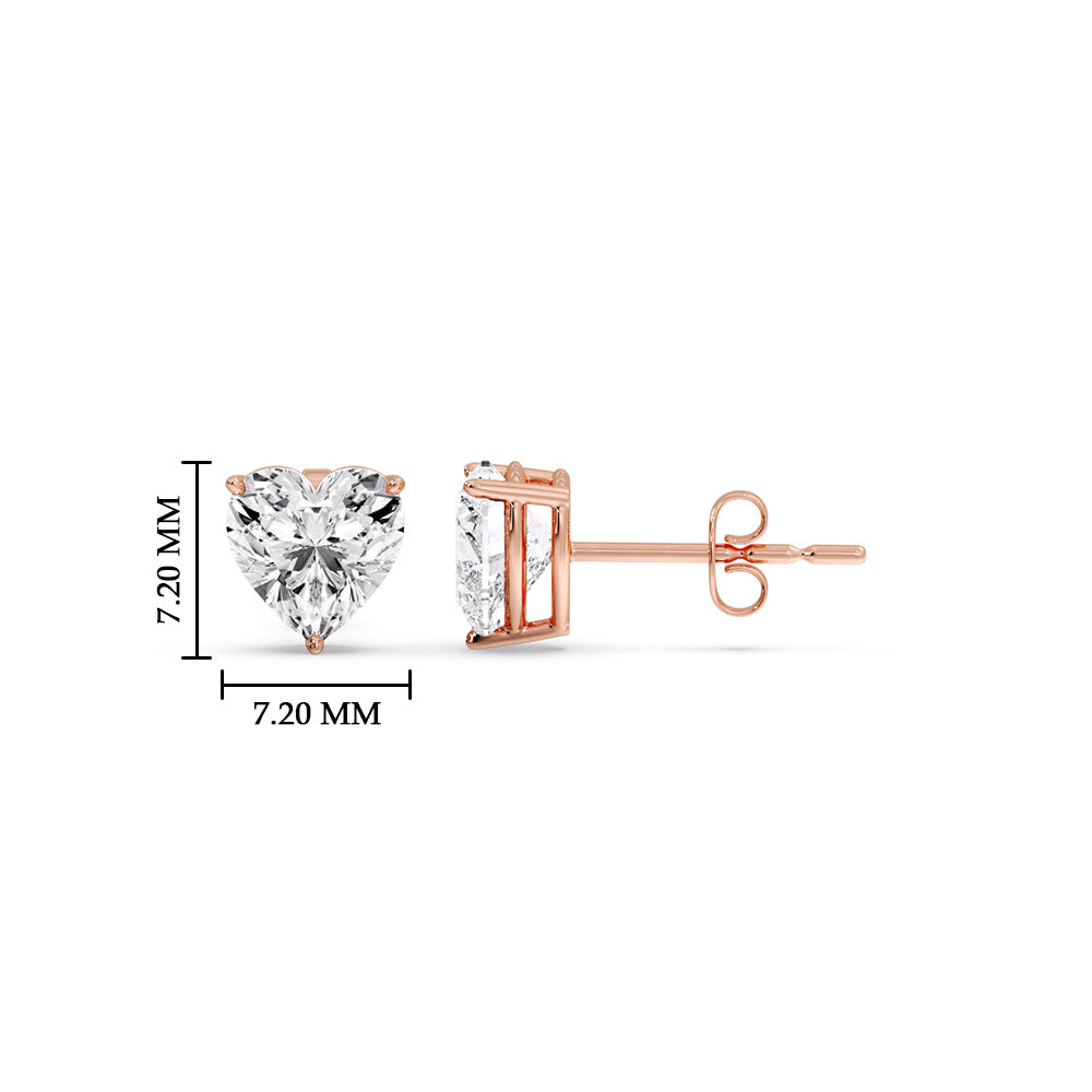 Heart Shaped 3 Prong Basket Stud Earring Fascinating Diamonds