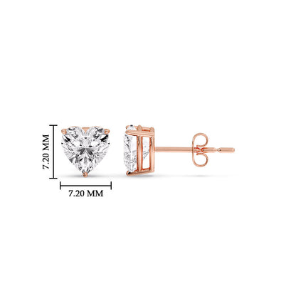 Heart Shaped 3 Prong Basket Stud Earring Fascinating Diamonds