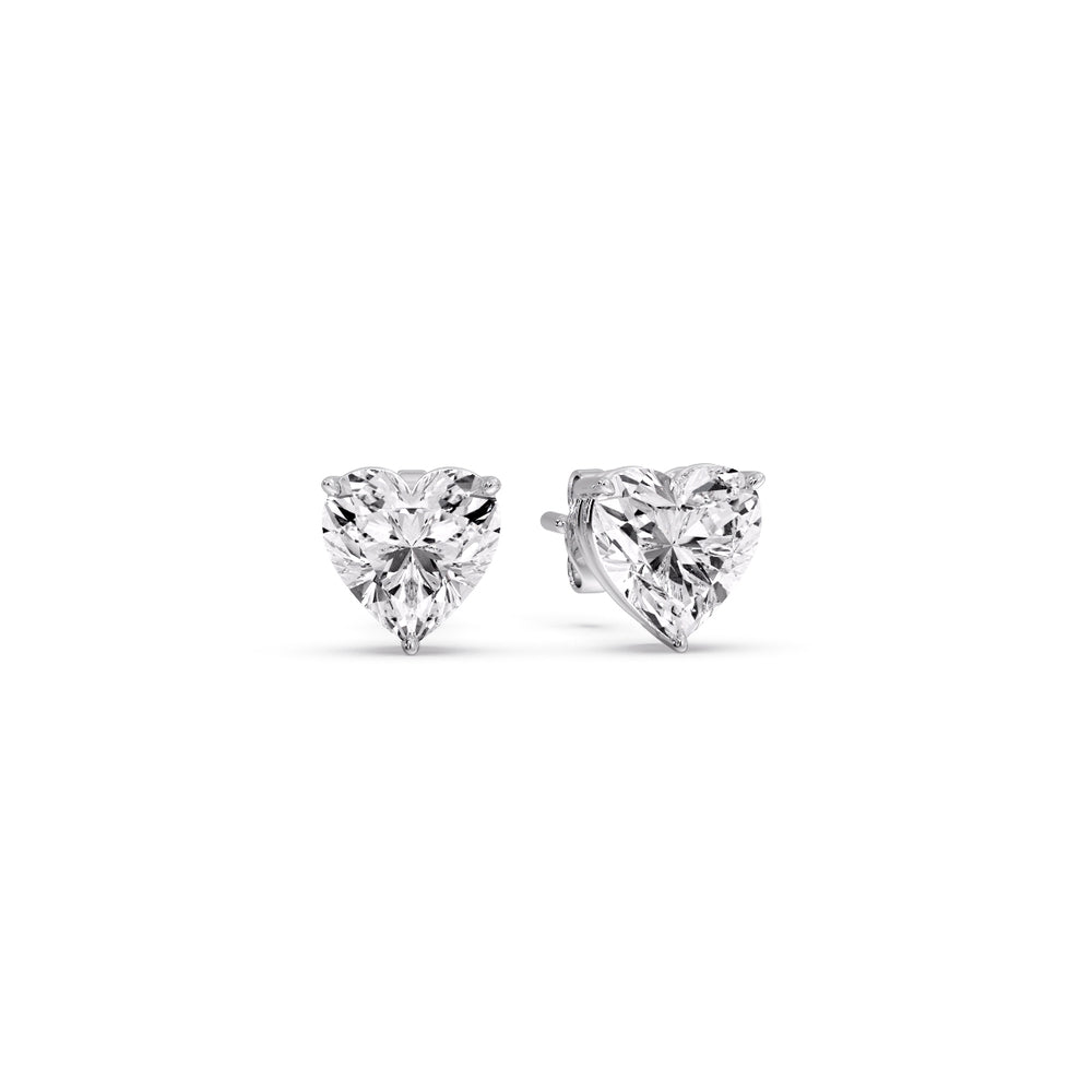 Heart Shaped 3 Prong Basket Stud Earring Fascinating Diamonds