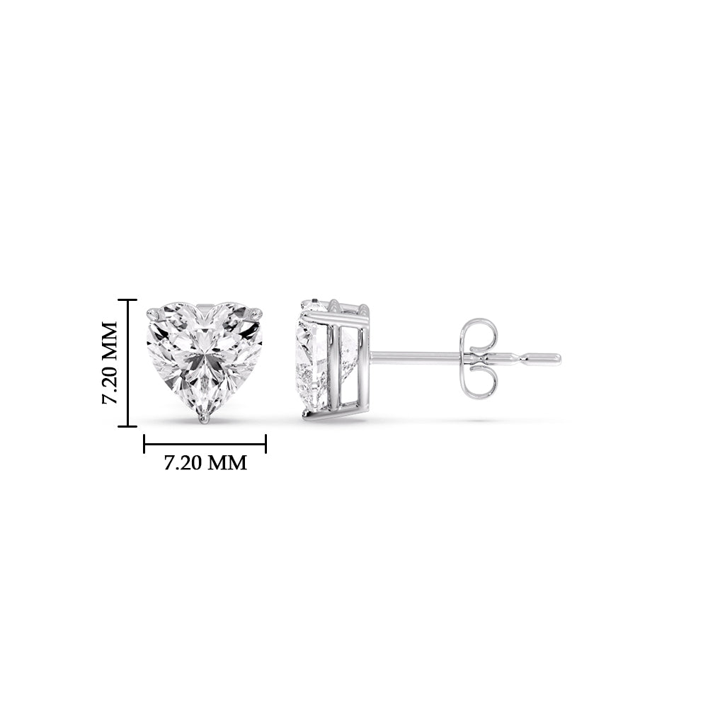 Heart Shaped 3 Prong Basket Stud Earring Fascinating Diamonds
