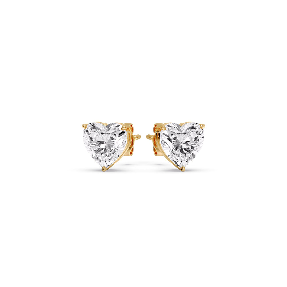 Heart Shaped 3 Prong Basket Stud Earring Fascinating Diamonds